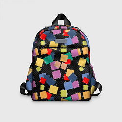 Детский рюкзак Заплатки на черном фоне, цвет: 3D-принт