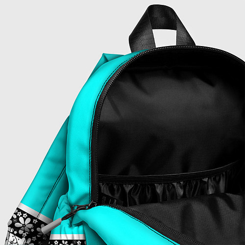 Детский рюкзак Цветочный бирюзовый узор / 3D-принт – фото 4
