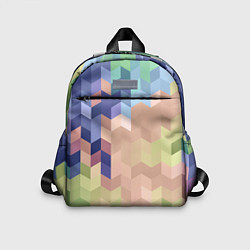 Детский рюкзак Абстрактный бежево-синий узор, цвет: 3D-принт