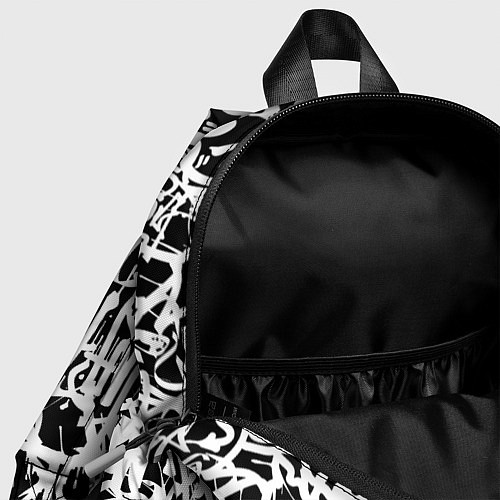 Детский рюкзак Graffiti white on black / 3D-принт – фото 4