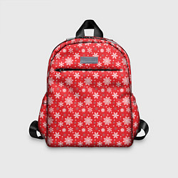 Детский рюкзак Снежинки красный фон, цвет: 3D-принт