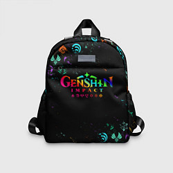 Детский рюкзак GENSHIN IMPACT NEON LOGO RAINBOW STYLE, ЭМБЛЕМЫ, цвет: 3D-принт