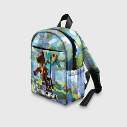 Детский рюкзак Майнкрафт на коне в березовом лесу, цвет: 3D-принт — фото 2
