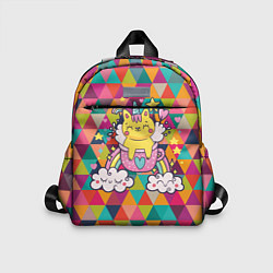 Детский рюкзак Единорог на радуге в геометрии, цвет: 3D-принт