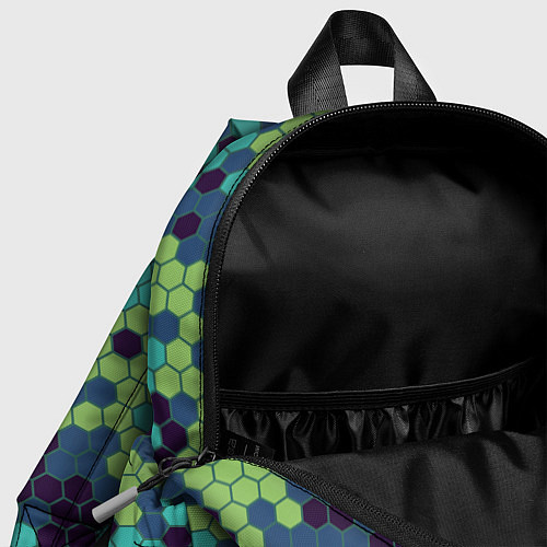 Детский рюкзак Зеленые соты в мозаике / 3D-принт – фото 4