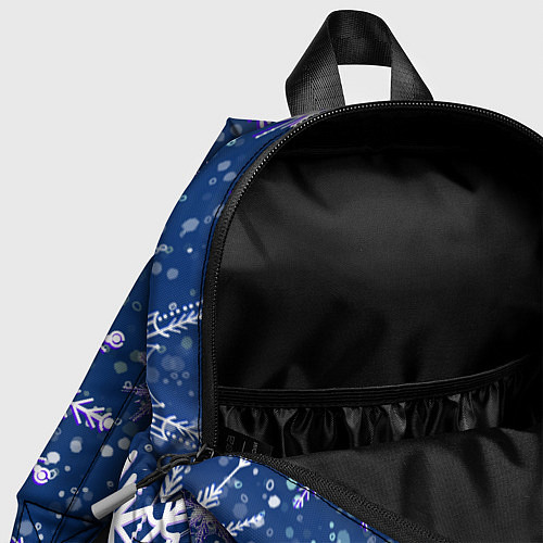 Детский рюкзак Белые снежинки на темно-синем фоне / 3D-принт – фото 4