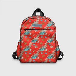 Детский рюкзак Морские коньки паттерн, цвет: 3D-принт