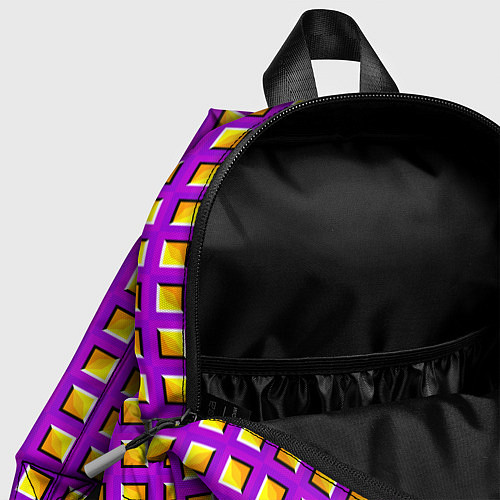 Детский рюкзак Фиолетовый Фон с Желтыми Квадратами Иллюзия Движен / 3D-принт – фото 4