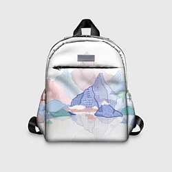 Детский рюкзак Разноцветные пастельные оттенки гор в отражении во, цвет: 3D-принт