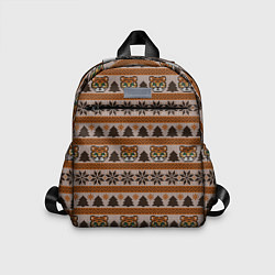 Детский рюкзак Вязаный новогодний стиль ёлка и тигренок, цвет: 3D-принт