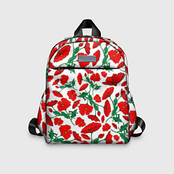Детский рюкзак Цветы Красные Маки на белом фоне, цвет: 3D-принт