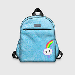 Детский рюкзак Облачко на голубом мехе с радугой парная