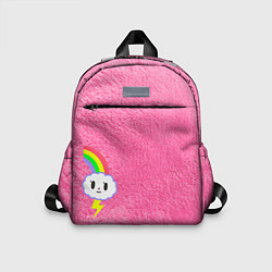 Детский рюкзак Облачко на розовом мехе с радугой парная