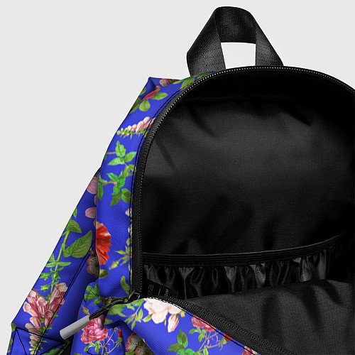 Детский рюкзак Цветочки - синий фон - паттерн / 3D-принт – фото 4
