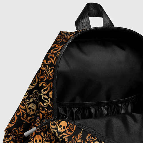 Детский рюкзак Золотые черепа на черном фоне / 3D-принт – фото 4