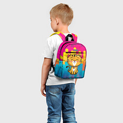 Детский рюкзак Рыжий кот на радужном фоне, цвет: 3D-принт — фото 2