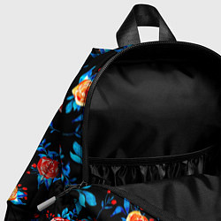 Детский рюкзак Яркие розы на черном фоне, цвет: 3D-принт — фото 2