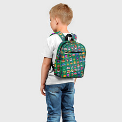 Детский рюкзак Значки на скины Бравл Старс Brawl Зеленый градиент, цвет: 3D-принт — фото 2