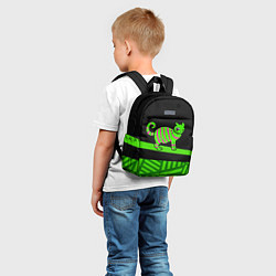 Детский рюкзак Зеленый полосатый кот, цвет: 3D-принт — фото 2