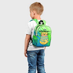 Детский рюкзак Желтый кот в зеленую полоску, цвет: 3D-принт — фото 2