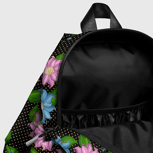 Детский рюкзак FLOWERS BLACK / 3D-принт – фото 4