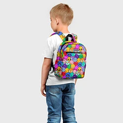 Детский рюкзак Sticker bombing смайлы маленькие, цвет: 3D-принт — фото 2
