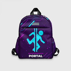 Детский рюкзак Символ Portal в неоновых цветах на темном фоне, цвет: 3D-принт
