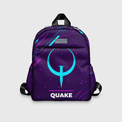Детский рюкзак Символ Quake в неоновых цветах на темном фоне, цвет: 3D-принт