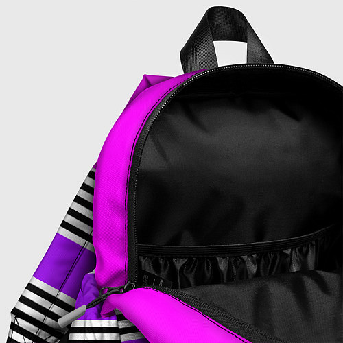 Детский рюкзак Яркие неоновые полосы в сочетании с черно-белыми п / 3D-принт – фото 4