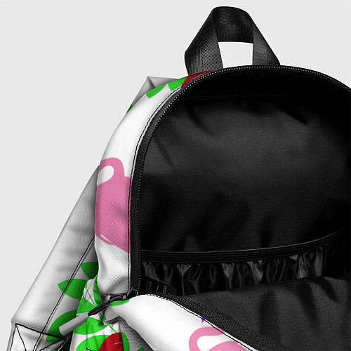 Детский рюкзак Розовый фламинго с цветами / 3D-принт – фото 4