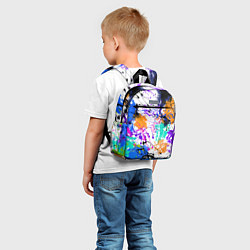Детский рюкзак Брызги и мазки разноцветных красок на белом фоне, цвет: 3D-принт — фото 2
