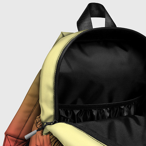 Детский рюкзак Черные абстрактные цветы на красно-желтом градиент / 3D-принт – фото 4