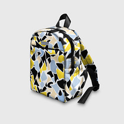 Детский рюкзак Абстрактный узор в желто-голубых тонах на черном ф, цвет: 3D-принт — фото 2