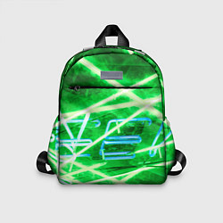 Детский рюкзак Неоновые лучи и буквы - Зелёный, цвет: 3D-принт