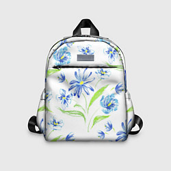 Детский рюкзак Цветы Синие Нарисованные Карандашами