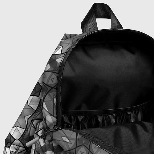 Детский рюкзак Черно-белый геометрический мозаичный узор / 3D-принт – фото 4