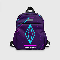 Детский рюкзак Символ The Sims в неоновых цветах на темном фоне