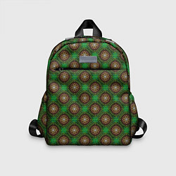Детский рюкзак Коричневые круги на зеленом фоне, цвет: 3D-принт