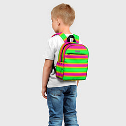 Детский рюкзак Зелено-малиновые мягкие размытые полосы, цвет: 3D-принт — фото 2