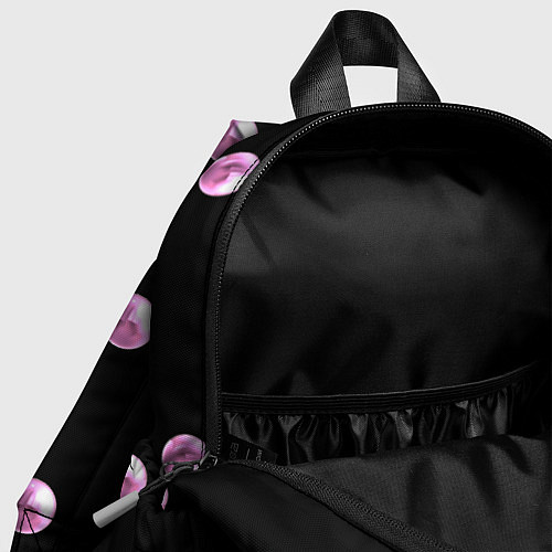 Детский рюкзак Розовые шары-бусинки на черном фоне / 3D-принт – фото 4