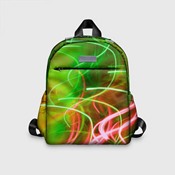 Детский рюкзак Неоновые линии и фонари - Зелёный, цвет: 3D-принт