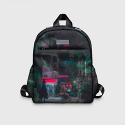 Детский рюкзак Неоновый мрачный город - Тёмно-зелёный, цвет: 3D-принт