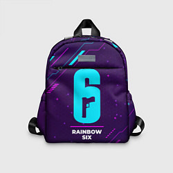 Детский рюкзак Символ Rainbow Six в неоновых цветах на темном фон, цвет: 3D-принт
