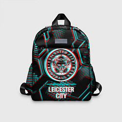 Детский рюкзак Leicester City FC в стиле glitch на темном фоне, цвет: 3D-принт