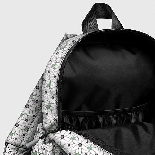 Детский рюкзак Белые ромашки на зеленом текстурированном фоне / 3D-принт – фото 4