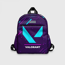 Детский рюкзак Символ Valorant в неоновых цветах на темном фоне, цвет: 3D-принт