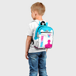 Детский рюкзак Free Fire neon gradient style: символ и надпись ве, цвет: 3D-принт — фото 2