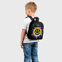 Детский рюкзак Смайлик - неоновые брызги, цвет: 3D-принт — фото 2