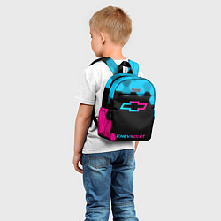 Детский рюкзак Chevrolet - neon gradient: символ, надпись, цвет: 3D-принт — фото 2