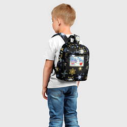 Детский рюкзак Новый год мальчик с санками, цвет: 3D-принт — фото 2